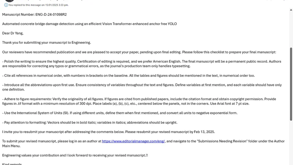 A new paper has been accepted by Elsevier journal of Engineering (IF=10.1)! Congratulations Xiaofei!